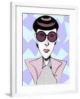 Edith Head, American costume designer, colour caricature with dark glasses-Neale Osborne-Framed Giclee Print