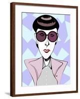 Edith Head, American costume designer, colour caricature with dark glasses-Neale Osborne-Framed Giclee Print