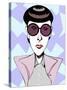 Edith Head, American costume designer, colour caricature with dark glasses-Neale Osborne-Stretched Canvas