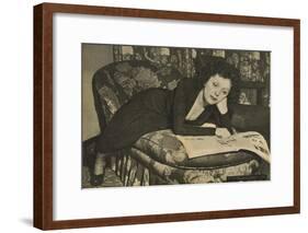 Edith Piaf in Her Room at the 'Versailles' Cabaret Club-null-Framed Giclee Print