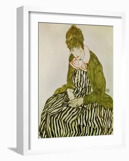 Edith Schiele, the Artist's Wife, Seated, 1915-Egon Schiele-Framed Giclee Print