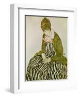 Edith Schiele, the Artist's Wife, Seated, 1915-Egon Schiele-Framed Giclee Print