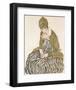 Edith with Striped Dress, Sitting, 1915-Egon Schiele-Framed Art Print