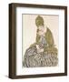 Edith with Striped Dress, Sitting, 1915-Egon Schiele-Framed Art Print