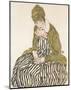 Edith with Striped Dress, Sitting, 1915-Egon Schiele-Mounted Art Print