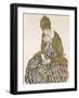 Edith with Striped Dress, Sitting-Egon Schiele-Framed Giclee Print