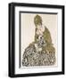 Edith with Striped Dress, Sitting-Egon Schiele-Framed Giclee Print