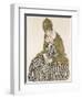 Edith with Striped Dress, Sitting-Egon Schiele-Framed Giclee Print