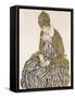 Edith with Striped Dress, Sitting-Egon Schiele-Framed Stretched Canvas