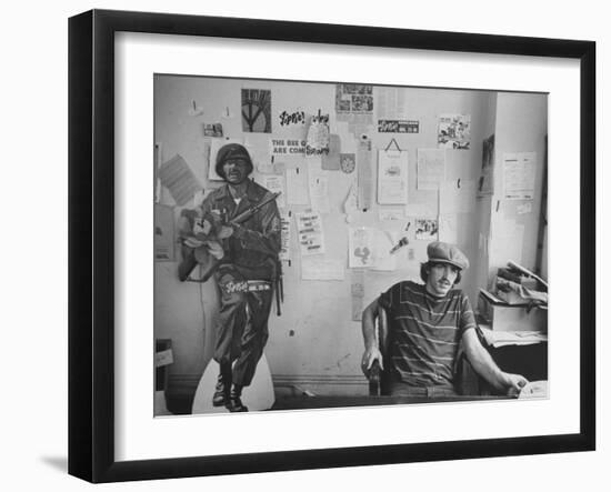 Editor of Chicago Underground Newspaper John Walrus Sitting in Office-Lee Balterman-Framed Photographic Print