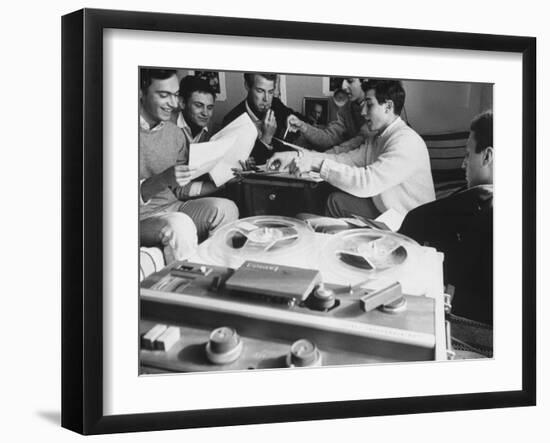 Editors of Le Rosey School Newspaper Listening to Music as They Work-Carlo Bavagnoli-Framed Photographic Print