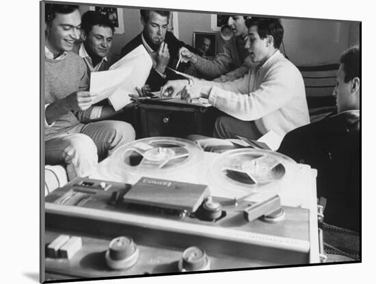 Editors of Le Rosey School Newspaper Listening to Music as They Work-Carlo Bavagnoli-Mounted Photographic Print