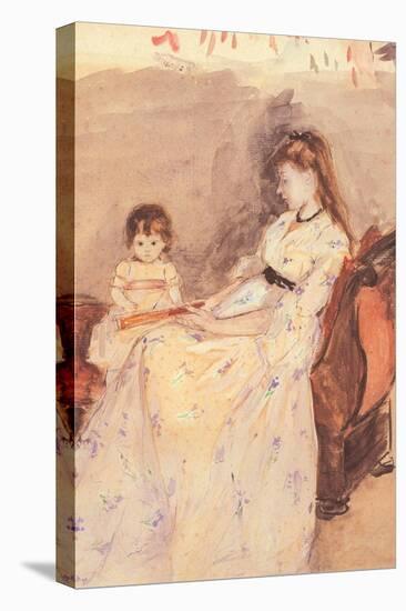 Edma, the Sister of the Artist with Her Daughter-Berthe Morisot-Stretched Canvas