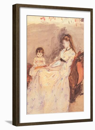 Edma, the Sister of the Artist with Her Daughter-Berthe Morisot-Framed Art Print