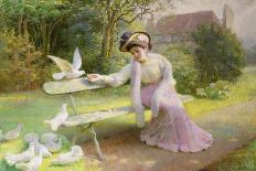 Feeding the Doves-Edmond Alphonse Defonte-Framed Stretched Canvas