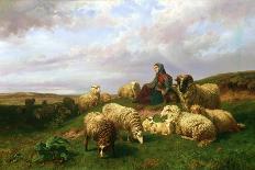 Shepherdess Resting with Her Flock, 1867-Edmond Jean-Baptiste Tschaggeny-Framed Giclee Print