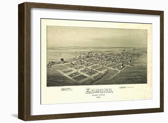 Edmond, Oklahoma - Panoramic Map-Lantern Press-Framed Art Print