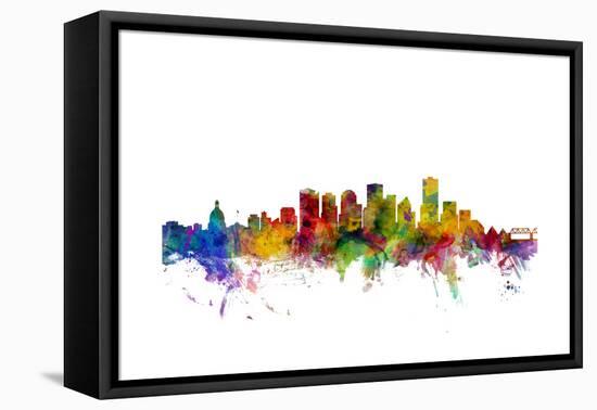 Edmonton Canada Skyline-Michael Tompsett-Framed Stretched Canvas