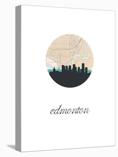 Edmonton Map Skyline-Paperfinch 0-Stretched Canvas