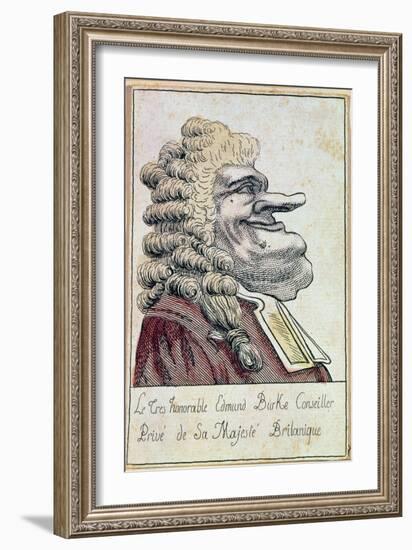 Edmund Burke, Private Adviser to His Majesty, the British King, French Caricature, c.1790-null-Framed Giclee Print