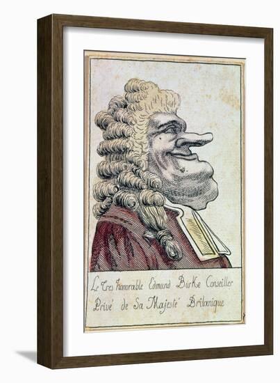 Edmund Burke, Private Adviser to His Majesty, the British King, French Caricature, c.1790-null-Framed Giclee Print