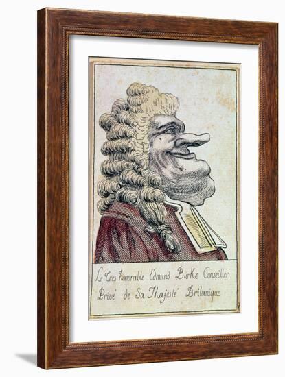 Edmund Burke, Private Adviser to His Majesty, the British King, French Caricature, c.1790-null-Framed Giclee Print