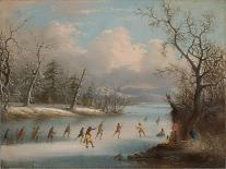 Indians Playing Lacrosse on the Ice, 1859-Edmund C. Coates-Framed Premium Giclee Print