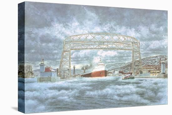 Edmund Fitz Leaving Dock-Stanton Manolakas-Stretched Canvas