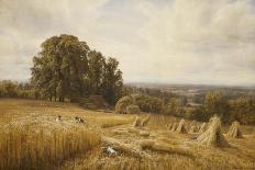 An Extensive Landscape with Harvesters-Edmund George Warren-Mounted Giclee Print