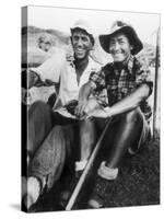 Edmund Hillary and Nepalese Sherpa Guide Tenzing Norgay Sitting Together-James Burke-Stretched Canvas