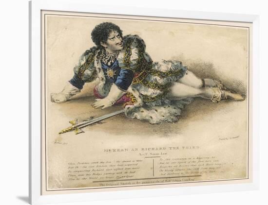 Edmund Kean English Actor in the Role of Shakespeare's Richard III-W. Gear-Framed Art Print