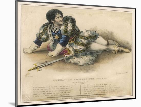 Edmund Kean English Actor in the Role of Shakespeare's Richard III-W. Gear-Mounted Art Print