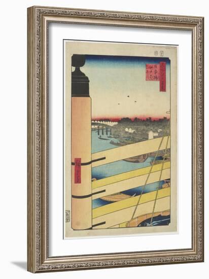 Edo-Bashi Bridge from Nihon-Bashi, December 1857-Utagawa Hiroshige-Framed Giclee Print