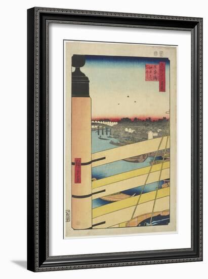 Edo-Bashi Bridge from Nihon-Bashi, December 1857-Utagawa Hiroshige-Framed Giclee Print