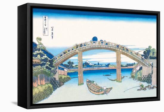 Edo Zdo Bridge-Katsushika Hokusai-Framed Stretched Canvas