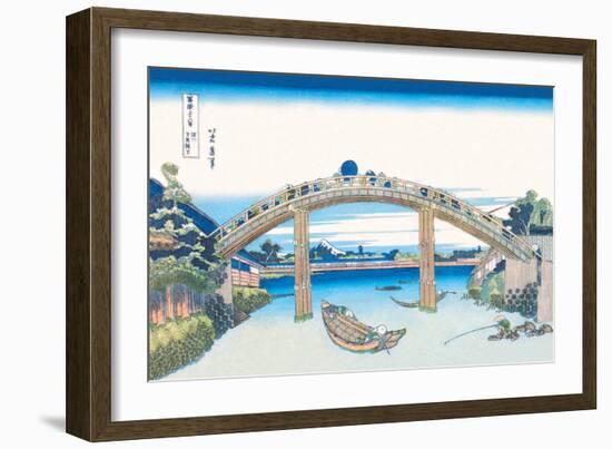 Edo Zdo Bridge-Katsushika Hokusai-Framed Art Print