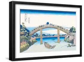 Edo Zdo Bridge-Katsushika Hokusai-Framed Art Print