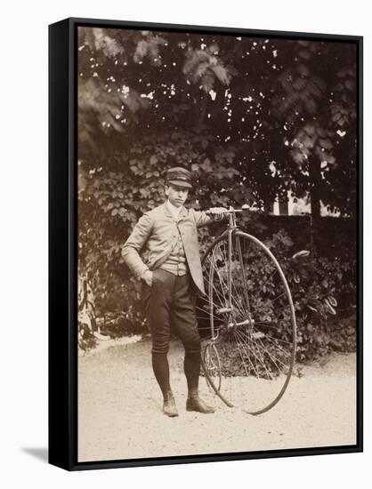 Edouard Eiffel, tenant un bicycle-Alexandre-Gustave Eiffel-Framed Stretched Canvas