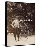 Edouard Eiffel, tenant un bicycle-Alexandre-Gustave Eiffel-Framed Stretched Canvas