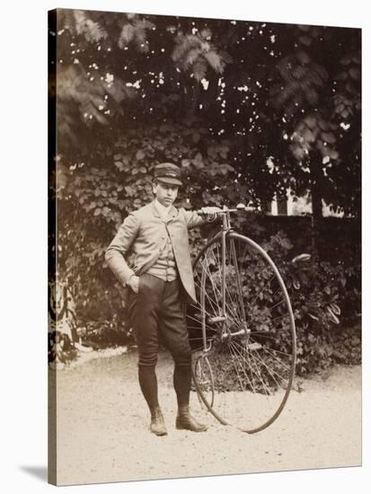 Edouard Eiffel, tenant un bicycle-Alexandre-Gustave Eiffel-Stretched Canvas