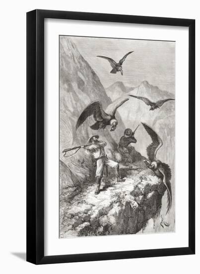 Édouard François André and Companion Being Attacked by Condors Near Calacali-null-Framed Premium Giclee Print