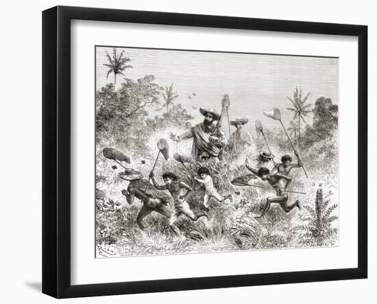 Édouard François André Catching Butterflies in Villavicencio-null-Framed Giclee Print