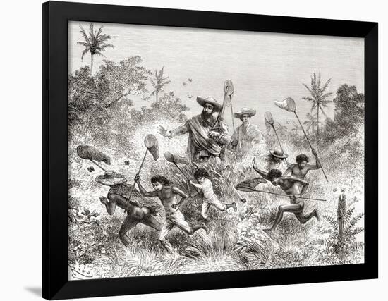 Édouard François André Catching Butterflies in Villavicencio-null-Framed Giclee Print
