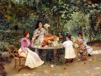 Teatime in the Garden-Edouard Frederic Wilhelm Richter-Framed Stretched Canvas
