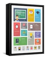 Education Flat Web Elements with Icons-bloomua-Framed Stretched Canvas