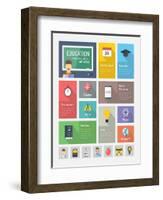 Education Flat Web Elements with Icons-bloomua-Framed Art Print