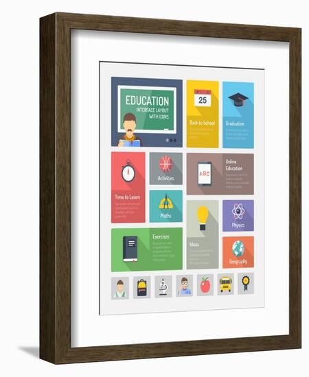 Education Flat Web Elements with Icons-bloomua-Framed Art Print