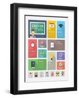 Education Flat Web Elements with Icons-bloomua-Framed Art Print