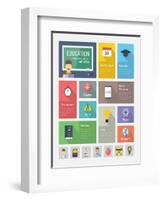 Education Flat Web Elements with Icons-bloomua-Framed Art Print