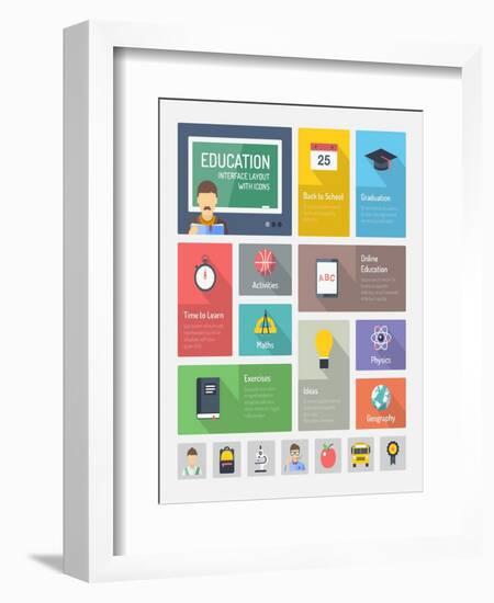 Education Flat Web Elements with Icons-bloomua-Framed Art Print